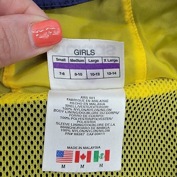 Vintage 90s Adidas Girl Windbreaker Jacket Size Medium Half Zip Navy Blue Orange - Picture 15 of 16